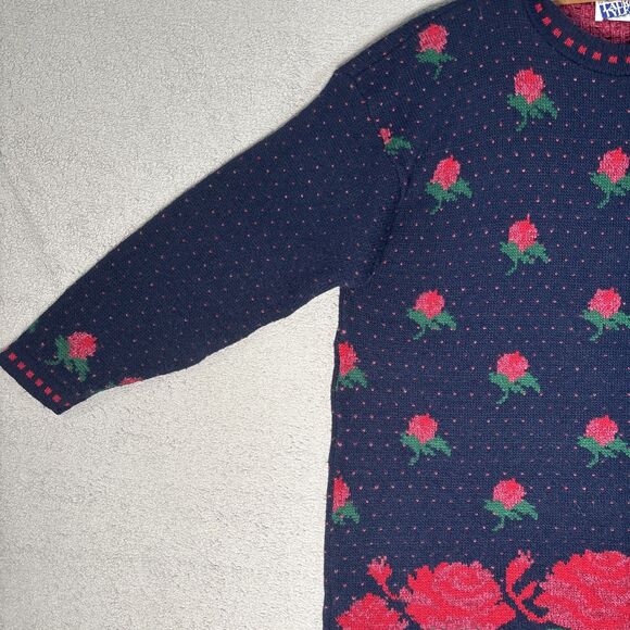 Vintage Laura Tyler Sweater Women’s XL Rose AOP Adele Knit Cottagecore Holiday - Picture 5 of 16